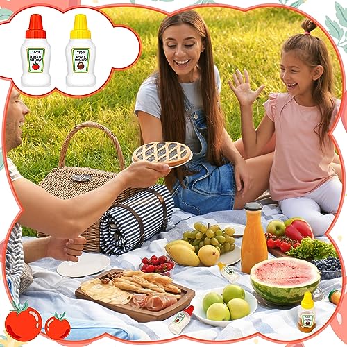 12 Pcs 25 ml Mini Condiment Bottles Mini Ketchup Bottle Reusable Condiment Bottles for Sauces Portable Plastic Sauce Container for Bento Box Syrup Salad Honey (Orange, Yellow, Tomato and Honey Style)