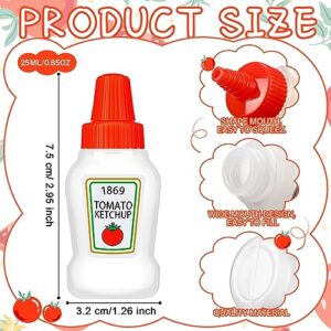 12 Pcs 25 ml Mini Condiment Bottles Mini Ketchup Bottle Reusable Condiment Bottles for Sauces Portable Plastic Sauce Container for Bento Box Syrup Salad Honey (Orange, Yellow, Tomato and Honey Style)