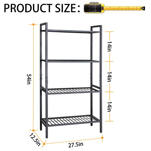 NMITUO 4-Tier Storage Shelves, Metal Shelving Unit Heavy Duty, Garage Storage Utility Rack, Tool Organizer Multipurpose Shelf for Warehouse, Basement&Living Room