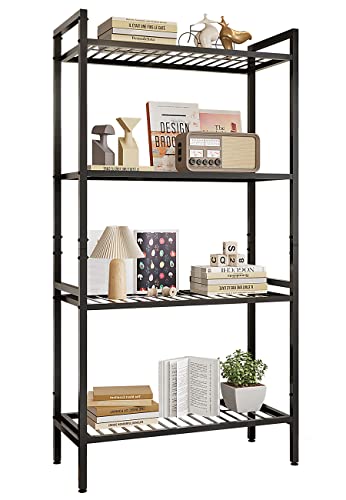 NMITUO 4-Tier Storage Shelves, Metal Shelving Unit Heavy Duty, Garage Storage Utility Rack, Tool Organizer Multipurpose Shelf for Warehouse, Basement&Living Room