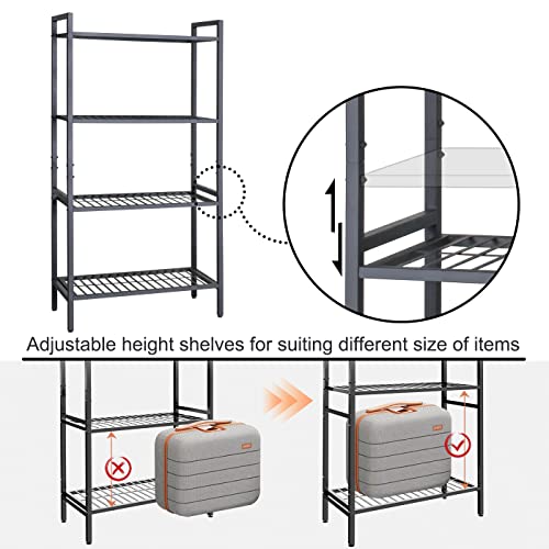 NMITUO 4-Tier Storage Shelves, Metal Shelving Unit Heavy Duty, Garage Storage Utility Rack, Tool Organizer Multipurpose Shelf for Warehouse, Basement&Living Room