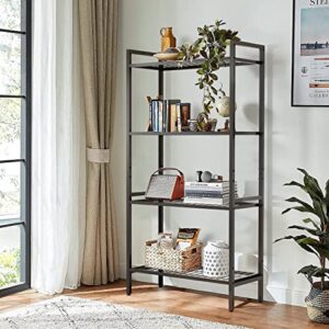 NMITUO 4-Tier Storage Shelves, Metal Shelving Unit Heavy Duty, Garage Storage Utility Rack, Tool Organizer Multipurpose Shelf for Warehouse, Basement&Living Room