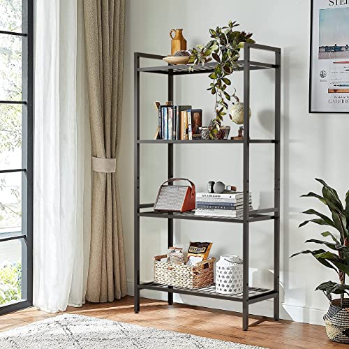 NMITUO 4-Tier Storage Shelves, Metal Shelving Unit Heavy Duty, Garage Storage Utility Rack, Tool Organizer Multipurpose Shelf for Warehouse, Basement&Living Room