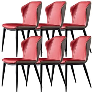 laredu kitchen dining chair set of 6 pu leather kitchen living room lounge counter chairs ergonomics seat sturdy carbon steel metal legs (color : red)