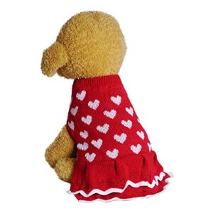 puppy dog sweater dress valentine's christmas girl red winter warm dog princess dress knitwear pet sweater xl