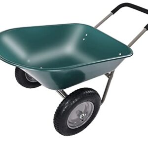 BalanceFrom Dual-Wheel Home Garden Yard Utility Wheelbarrow Cart with Built-in Stand