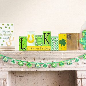 Reversible Valentine's Day/St. Patrick’s Day Decorations Wooden Sign, Double-Sided Valentines & St. Patrick’s Day Theme Farmhouse Table Centerpiece Decor Indoor for Home Mantle Shelf Tiered Tray Decor