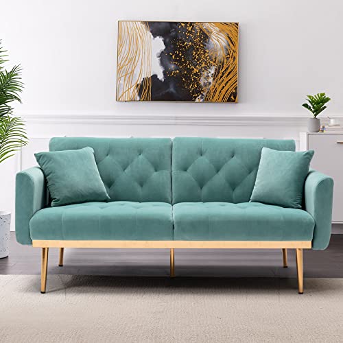 Lin-Utrend 63.7" Convertible Sofa Bed Loveseat, Tufted Loveseat Sofa, Adjustable Couch Bed Folding Loveseat Bed Daybed Guest Bed, 2 Couch Pillows, Small Love Seat Sofa for Living Room