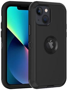 aimoll-88 for iphone 13 case, iphone 14 case,with built in screen protector heavy duty drop protective phone case, military grade full body shockproof dust proof cover for apple iphone 13 (black ii)