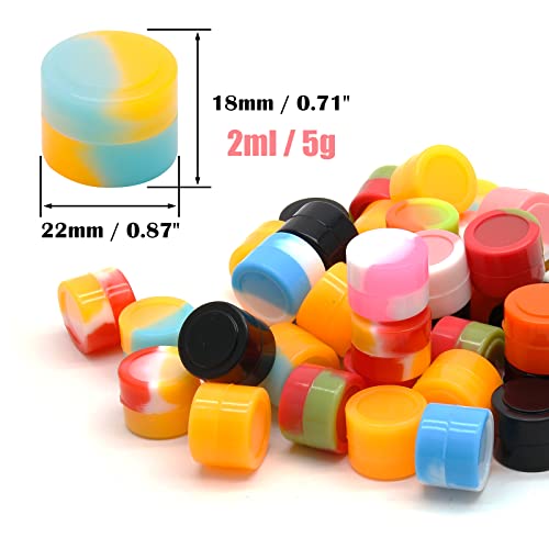 suiwotin 150pcs 2ML Silica Gel Containers, Non-Stick Wax Containers, Multi Use Storage Jars for Wax, Oil Concentrate (Assorted Colors)