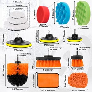 Aucurwen Buffing Polishing Pads, 26Pcs 3" 4" 5" Car Detailing Kit, Car Foam Drill Polishing Pad Kit, Drill Brush Attachment, Car Polisher and Buffer for Detailing, Body Repair, Drill