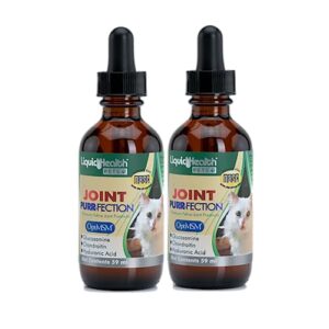 liquidhealth 2.3 oz liquid cat glucosamine joint purr-fection - hip and joint health relief support, chondroitin feline droppers -senior older cats, kittens - (2 pack)