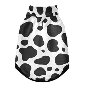 kigai cow print dog coat fleece warm windproof pet clothes for snow cold weather, soft cozy breathable dog winter jacket for small medium large dogs with leash hole pet coat(xxs - xl)