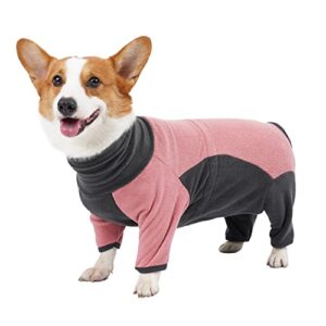 etdane dog winter coat warm fleece cold weather jackets full body shedding onesie high collar pet sweater for small large medium dogs grey/pink x-small