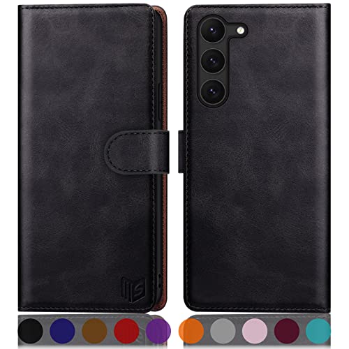 SUANPOT for Samsung Galaxy S23 +/ Plus Wallet case with RFID Blocking Credit Card Holder,Flip Book PU Leather Protective Cover Women Men for Samsung S23Plus Phone case Black