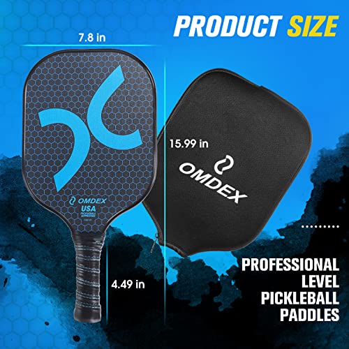 Pickleball Paddle - V5 Graphite Carbon Fiber Face for Spin, Lightweight Paddle, Cushion Comfort Grip with Ergonomic, Honeycomb Core Educes Vibration for More Contro & Power - USA Pickleball Approved