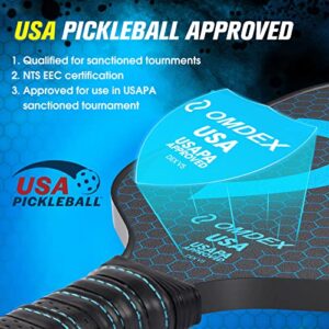 Pickleball Paddle - V5 Graphite Carbon Fiber Face for Spin, Lightweight Paddle, Cushion Comfort Grip with Ergonomic, Honeycomb Core Educes Vibration for More Contro & Power - USA Pickleball Approved