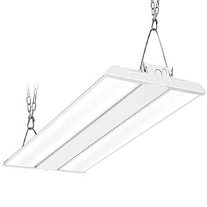cinoton 300w led linear high bay shop light, 4ft 39000lm 130lm/w led shop light, 5000k daylight garage light, 120-277vac, 0-10v dim, ul&dlc listed linear hanging light for warehouse workshop 1 pack