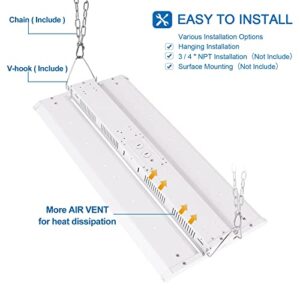 CINOTON 300W LED Linear High Bay Shop Light, 4FT 39000LM 130LM/W LED Shop Light, 5000K Daylight Garage Light, 120-277VAC, 0-10V Dim, UL&DLC Listed Linear Hanging Light for Warehouse Workshop 1 Pack