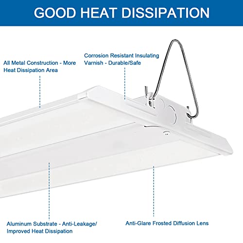 CINOTON 300W LED Linear High Bay Shop Light, 4FT 39000LM 130LM/W LED Shop Light, 5000K Daylight Garage Light, 120-277VAC, 0-10V Dim, UL&DLC Listed Linear Hanging Light for Warehouse Workshop 1 Pack