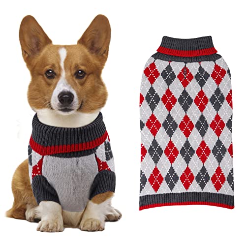 D4DREAM Dog Sweaters for Puppy,Small Size Sweater for Dogs,Winter Cute Classic Pet Sweater,Turtleneck Doggie Sweater with Leash Hole