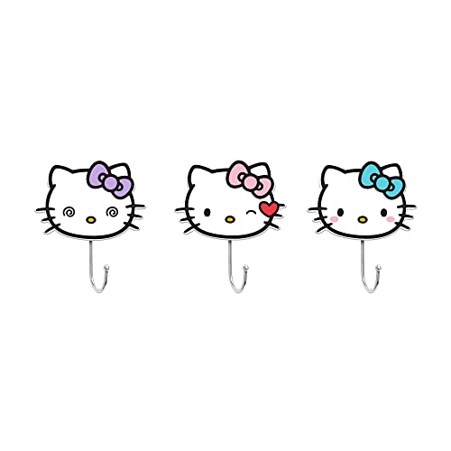 Sanrio Hello Kitty "Pretty Bows" Die-Cut Wall Hooks Coat Hanger Storage Rack Organizer | Ready To Hang Wall Mount Decor
