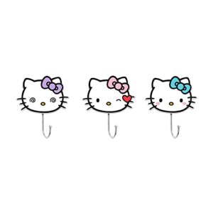 sanrio hello kitty "pretty bows" die-cut wall hooks coat hanger storage rack organizer | ready to hang wall mount decor