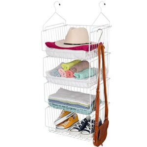 Tu-Pa Large 4 Tier Hanging Closet Organizer, Closet Organizers and Storage, Fruit Basket, Closet Organizer System, 4 Wide Metal Wire Bins, 2 Hangers and 4 S Hooks, Heavy Duty, No Assembly Required