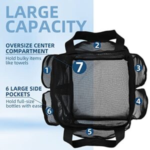 TAILI Mesh Shower Caddy Portable with Hook, Hanging Shower Tote Bag Double Handles, Toiletry Bags for College Dorm Room Essentials Camp Gym Bathroom