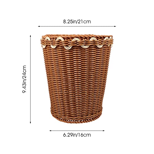 Zerodeko Laundry Basket Retro Rubbish Bin Wicker Waste Basket Rattan Basket Trash Can Woven Garbage Container Bin Flower Pots Laundry Storage Basket for Home Office Laundry Basket Clothes