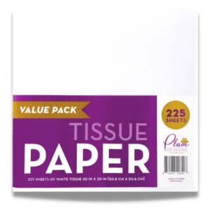 white tissue paper for gift bags, 225 sheets of 20 x 20 inches bulk tissue paper for packaging- includes 225 sheets premium white tissue paper bulk pack, wrapping tissue paper (bulk pack 225 count)