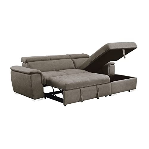 Lexicon Cheyenne Convertible Sectional Sofa Sleeper, Right Chaise, Taupe