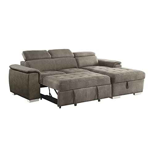 Lexicon Cheyenne Convertible Sectional Sofa Sleeper, Right Chaise, Taupe