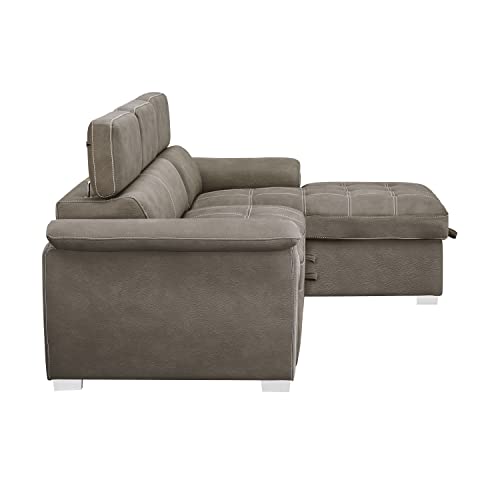 Lexicon Cheyenne Convertible Sectional Sofa Sleeper, Right Chaise, Taupe