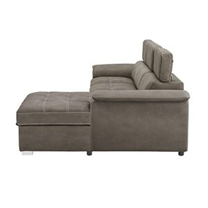 Lexicon Cheyenne Convertible Sectional Sofa Sleeper, Right Chaise, Taupe