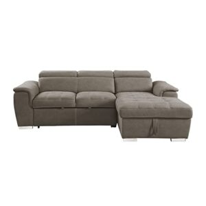 Lexicon Cheyenne Convertible Sectional Sofa Sleeper, Right Chaise, Taupe