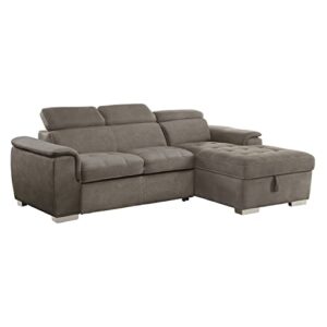 Lexicon Cheyenne Convertible Sectional Sofa Sleeper, Right Chaise, Taupe