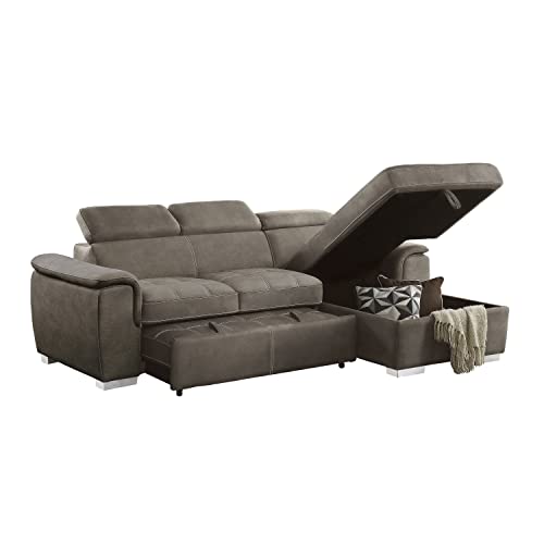 Lexicon Cheyenne Convertible Sectional Sofa Sleeper, Right Chaise, Taupe