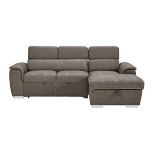 Lexicon Cheyenne Convertible Sectional Sofa Sleeper, Right Chaise, Taupe