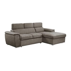 Lexicon Cheyenne Convertible Sectional Sofa Sleeper, Right Chaise, Taupe