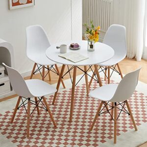 ATSNOW 31.5 in Mid Century Modern White Round Dining Table, Small Circle Table for Living Room Bedroom Kitchen