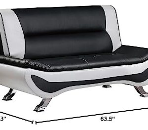 Lexicon Rohn Living Room Loveseat, Black/White