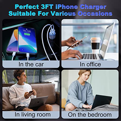 iPhone Charger 3FT MFi Certified Lightning Cable Fast Charging Cord Compatible with iPhone 14 13 12 11 XS XR X Pro Max Mini 8 7 6S 6 Plus 5S SE iPad iPod AirPods… (3 Pack)