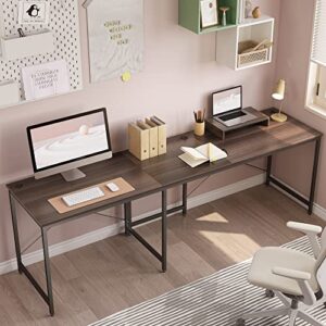 Bestier L Shaped Desk Computer Long Desk Reversible Corner Desk for Home Office Large Craft Table U Shaped 2 Person Gaming Workstation with Monitor Stand 3 Cable Holes L Desk, Brown