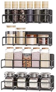 sisfung magnetic spice rack, spice rack organizer for refrigerator or microwave oven, magnetic shelf kitchen organization (black)