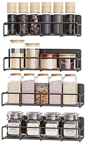 Sisfung Magnetic Spice Rack, Spice Rack Organizer for Refrigerator or Microwave Oven, Magnetic Shelf Kitchen organization (Black)