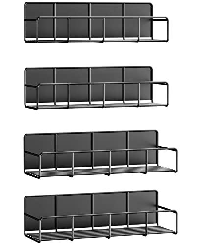 Sisfung Magnetic Spice Rack, Spice Rack Organizer for Refrigerator or Microwave Oven, Magnetic Shelf Kitchen organization (Black)