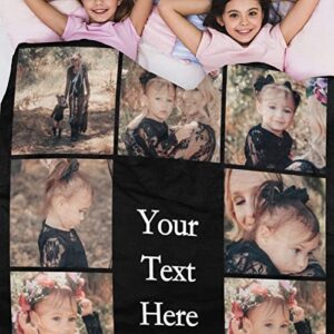 Sycamo Custom Blanket with Photo Text, Personalized Throw Blanket with Own Pictures for Family Mom Dad Dog Sisters Friends Besties Couples for Birthday Christmas Valentines