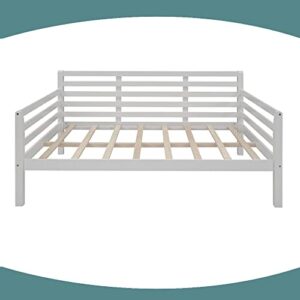 Wooden Full Size Daybed with Clean Lines, Multi-Functional Sofa Bed Frame with Wood Slat Support, No Spring Box Needed