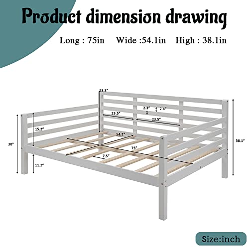 Wooden Full Size Daybed with Clean Lines, Multi-Functional Sofa Bed Frame with Wood Slat Support, No Spring Box Needed